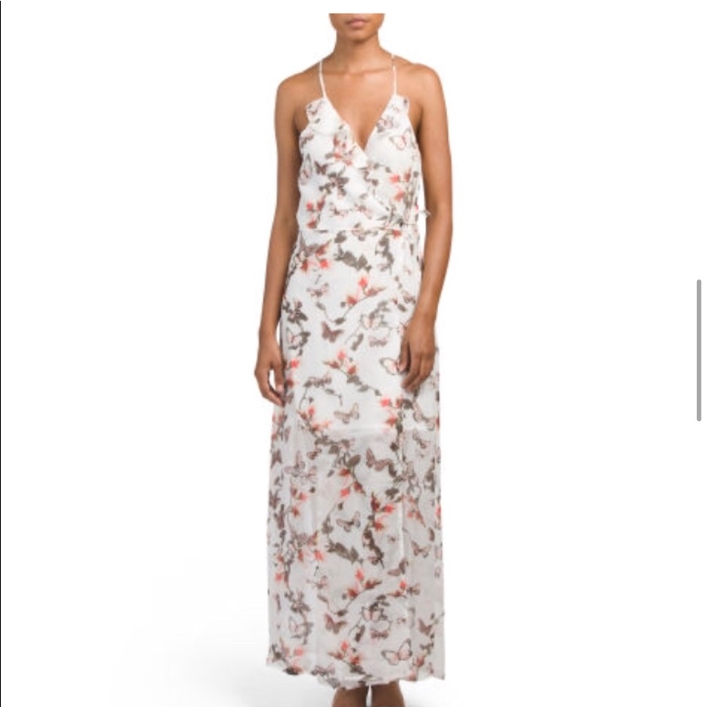 Butterfly maxi dress with that ties around waist.